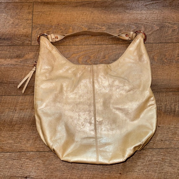 HOBO Gabor Metallic Gold Shoulder Hobo Bag Purse - Picture 1 of 13